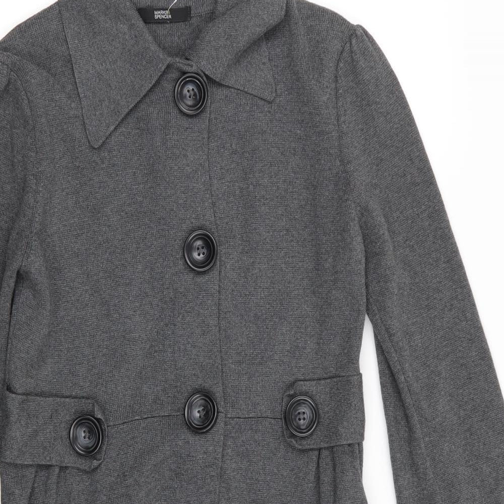 M&S Womens Grey   Overcoat Coat Size 10