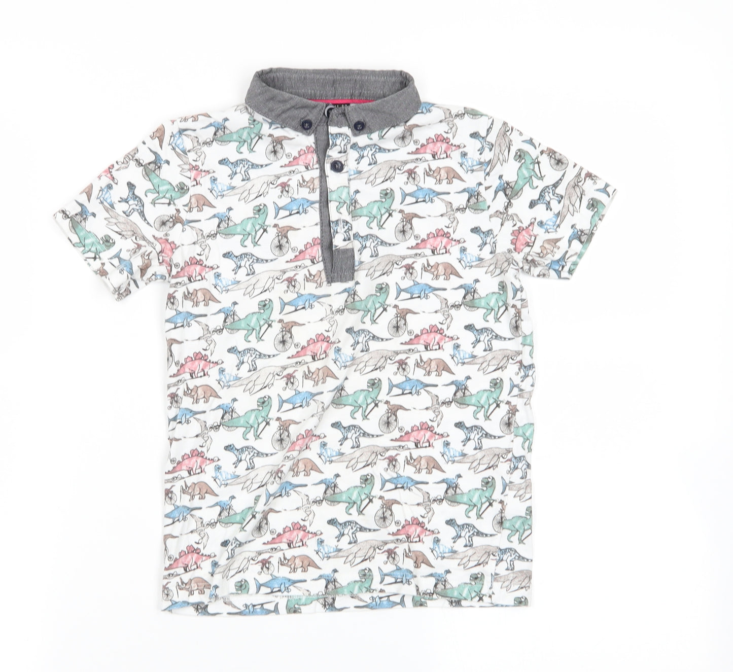 NEXT Boys White Animal Print  Basic Polo Size 6 Years