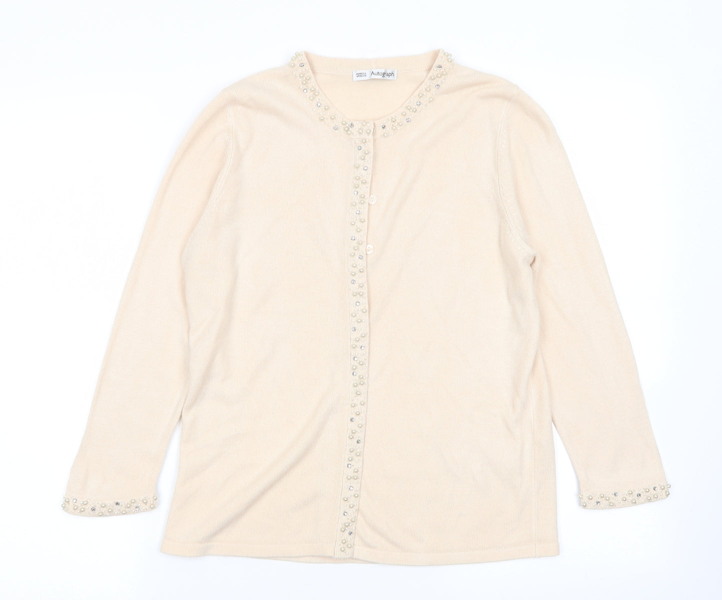 M&S Womens Beige   Cardigan Jumper Size 12