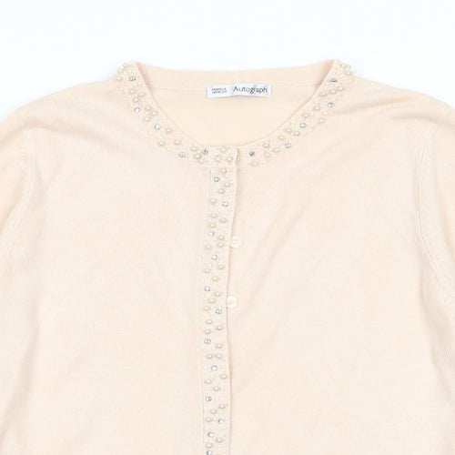M&S Womens Beige   Cardigan Jumper Size 12