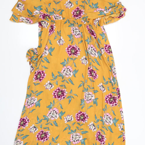 River Island Womens Yellow Floral  Fit & Flare  Size 16