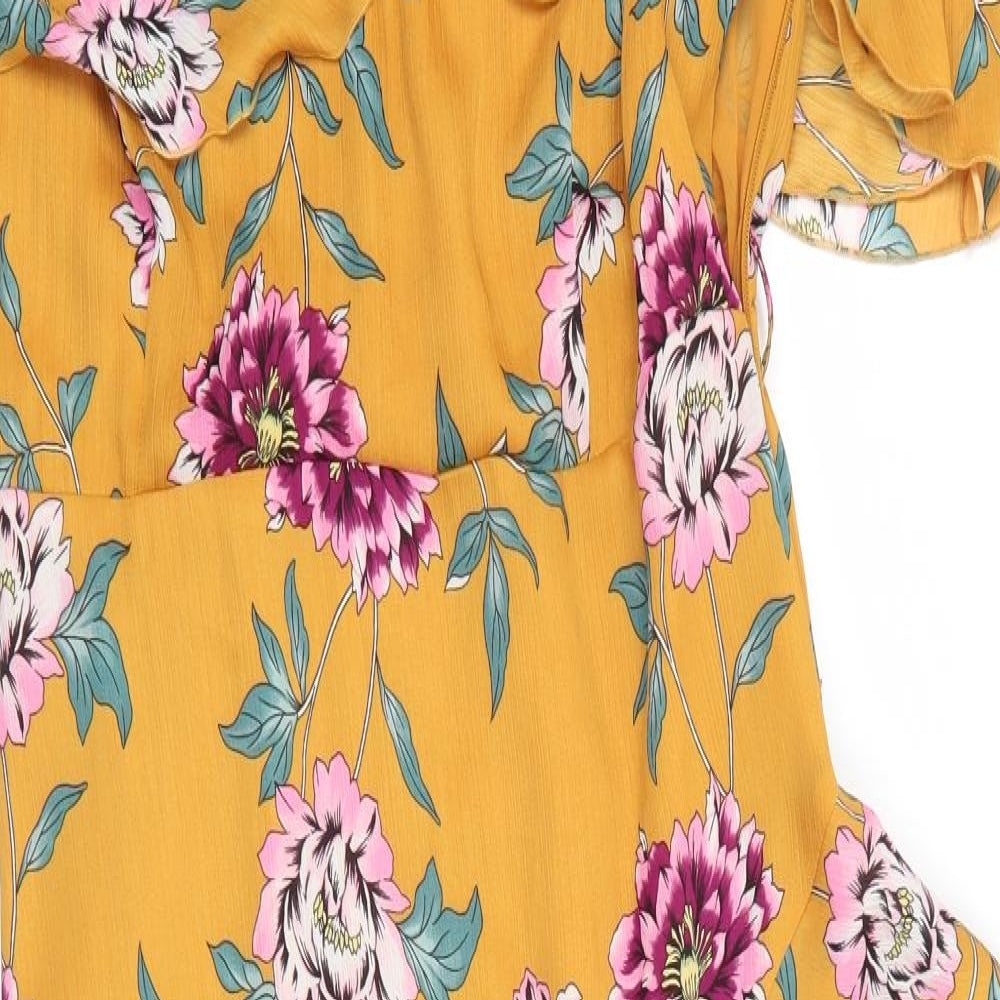 River Island Womens Yellow Floral  Fit & Flare  Size 16