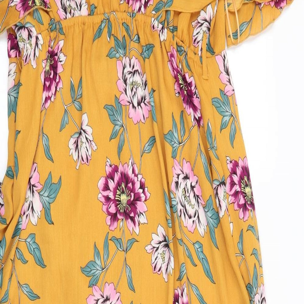 River Island Womens Yellow Floral  Fit & Flare  Size 16