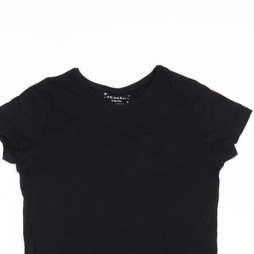 Primark Girls Black   Basic T-Shirt Size 12-13 Years