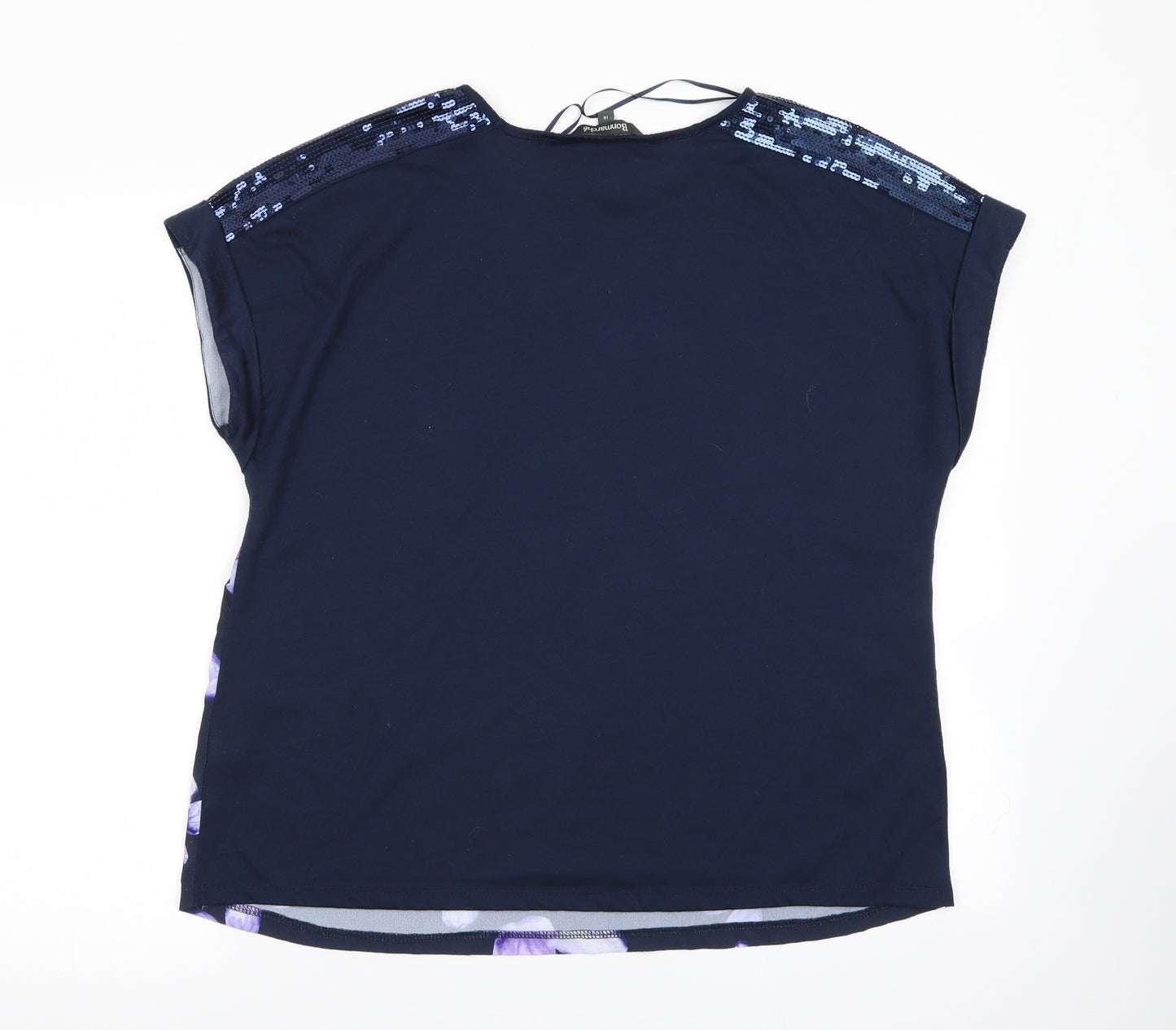 bonmarche Womens Blue Geometric  Basic T-Shirt Size 16