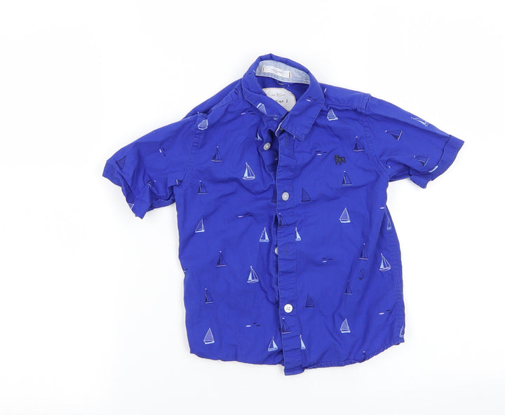 junior j Boys Blue Geometric  Basic Button-Up Size 3-4 Years