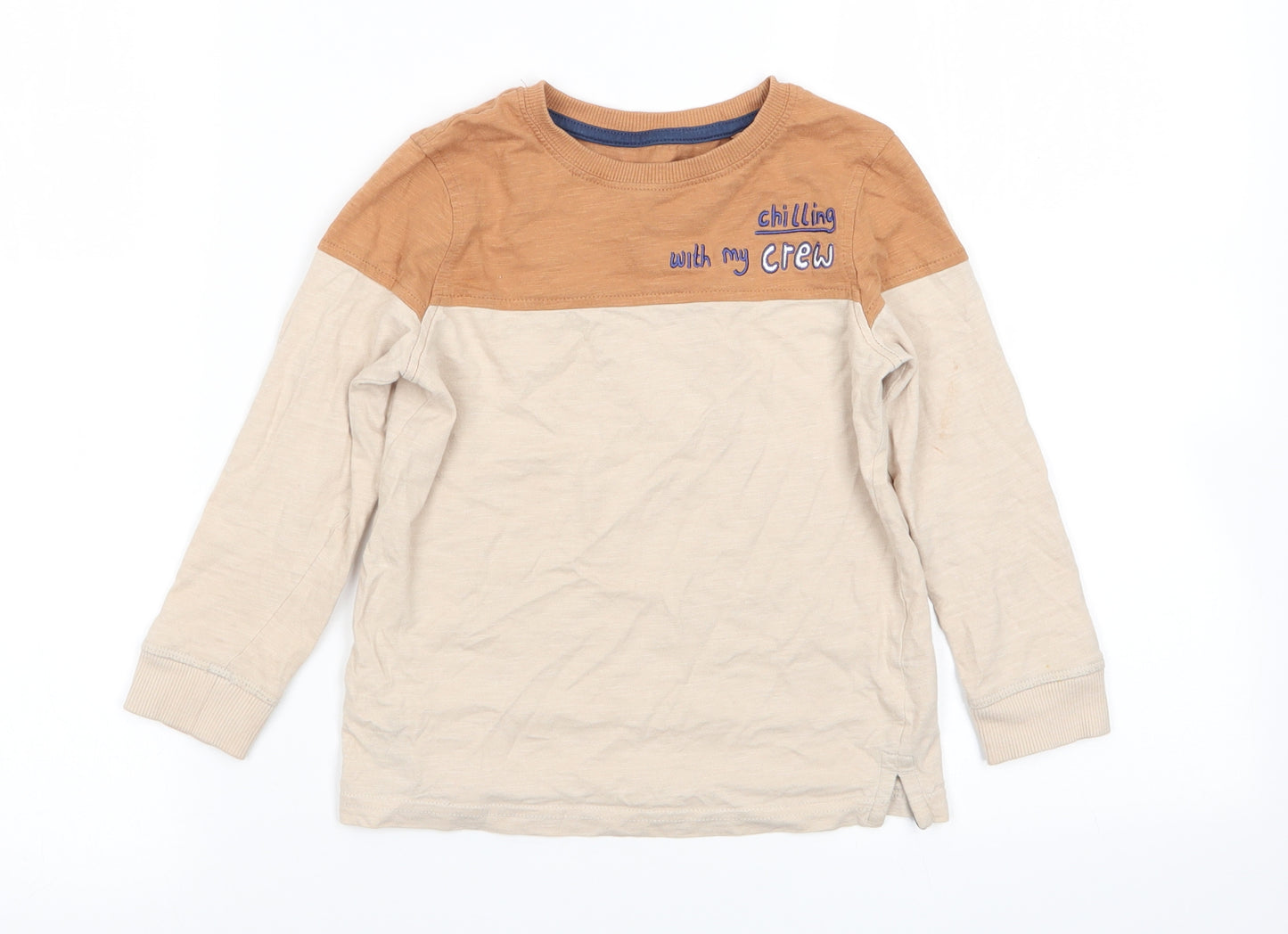 Asda George Boys Beige   Basic T-Shirt Size 4-5 Years