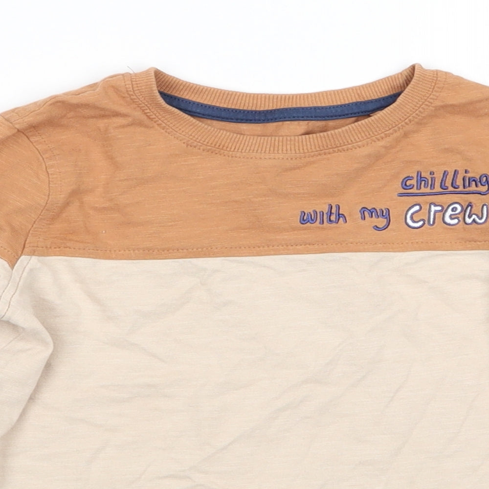 Asda George Boys Beige   Basic T-Shirt Size 4-5 Years