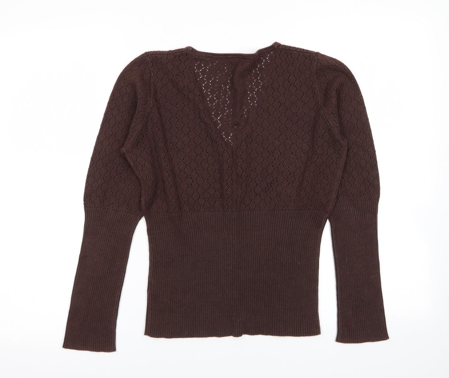 South Womens Brown Geometric  Cardigan Jumper Size 12