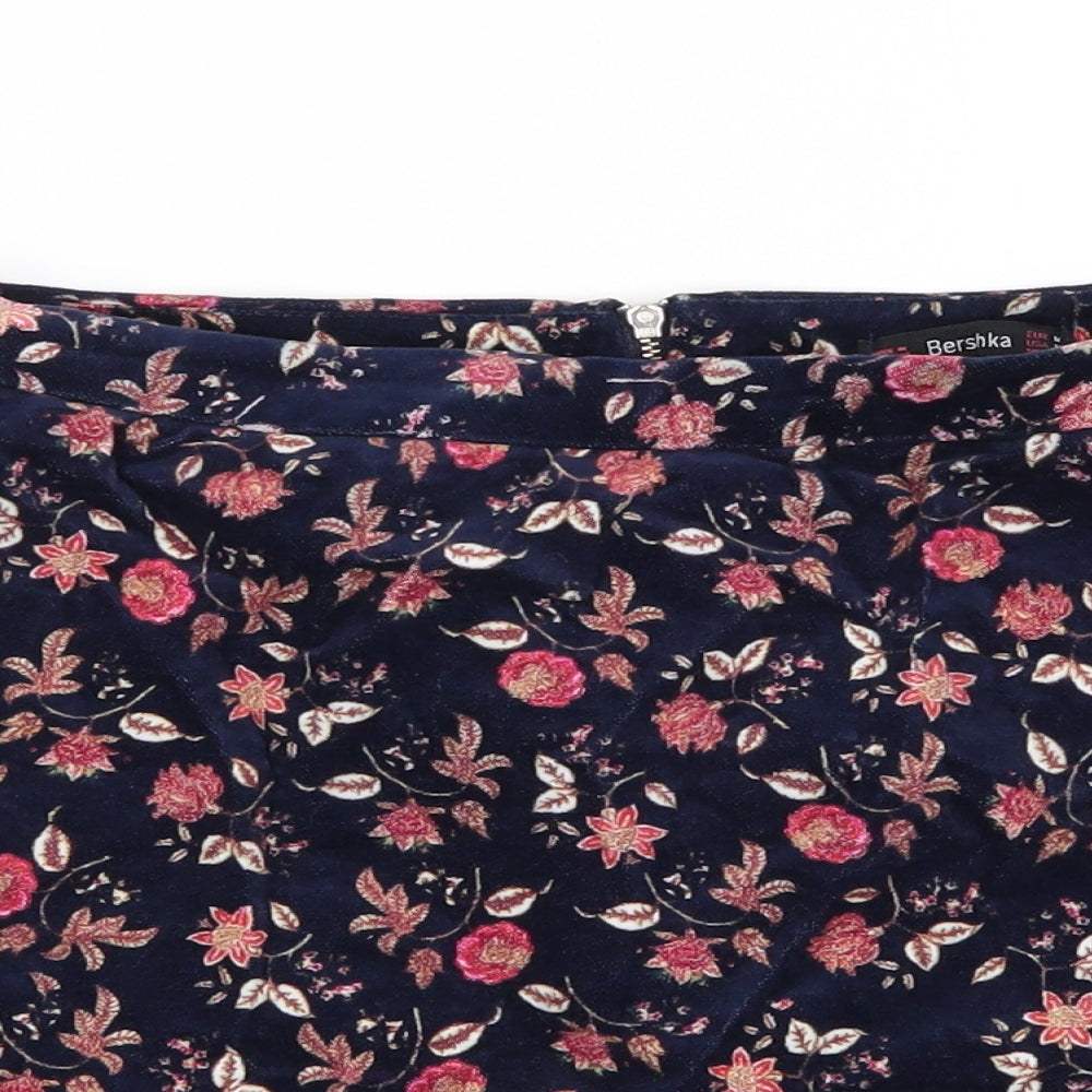 Bershka Womens Blue Floral  Mini Skirt Size 10