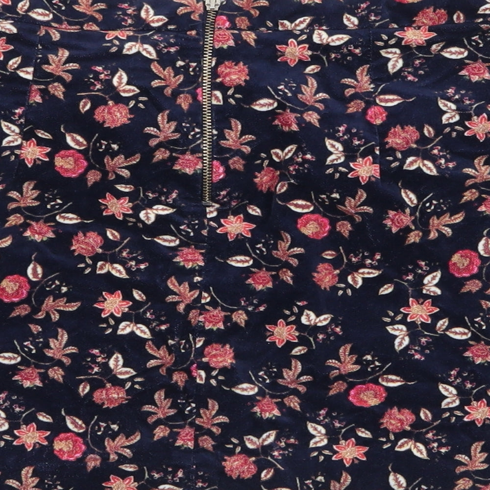 Bershka Womens Blue Floral  Mini Skirt Size 10