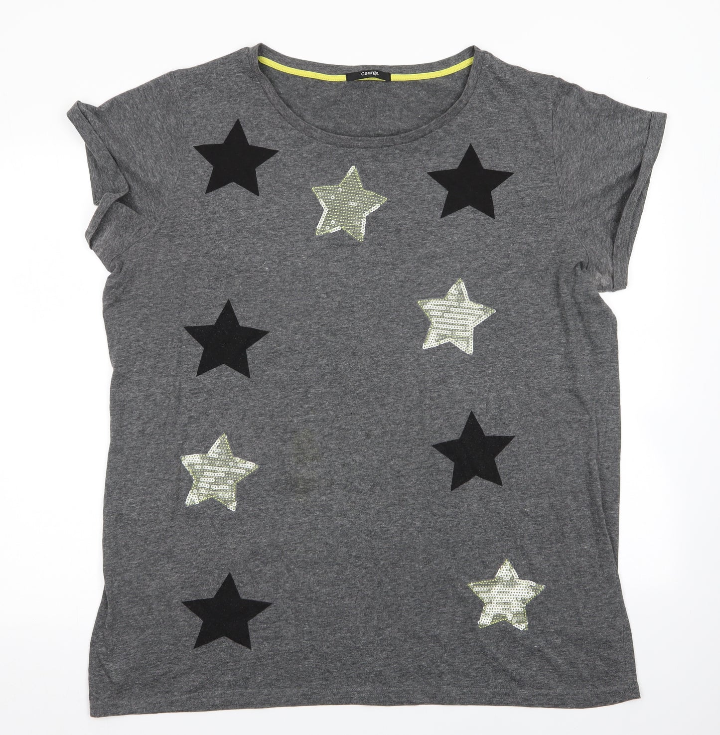 Asda George Womens Grey Geometric  Basic T-Shirt Size 22