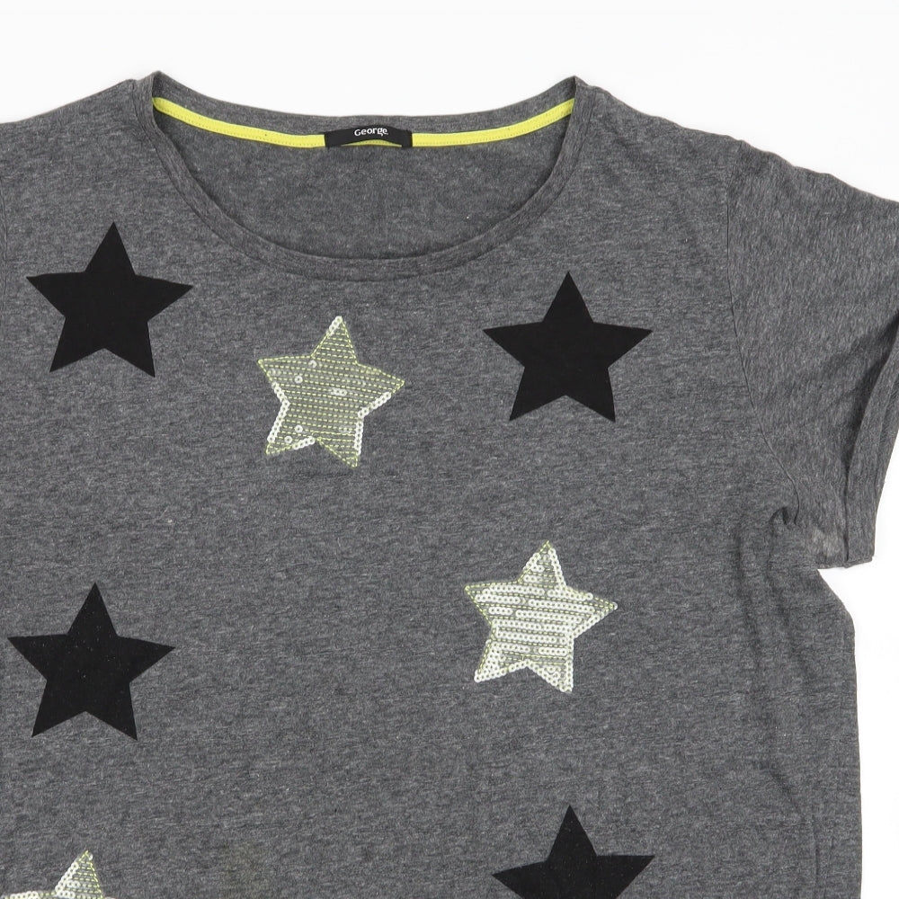 Asda George Womens Grey Geometric  Basic T-Shirt Size 22