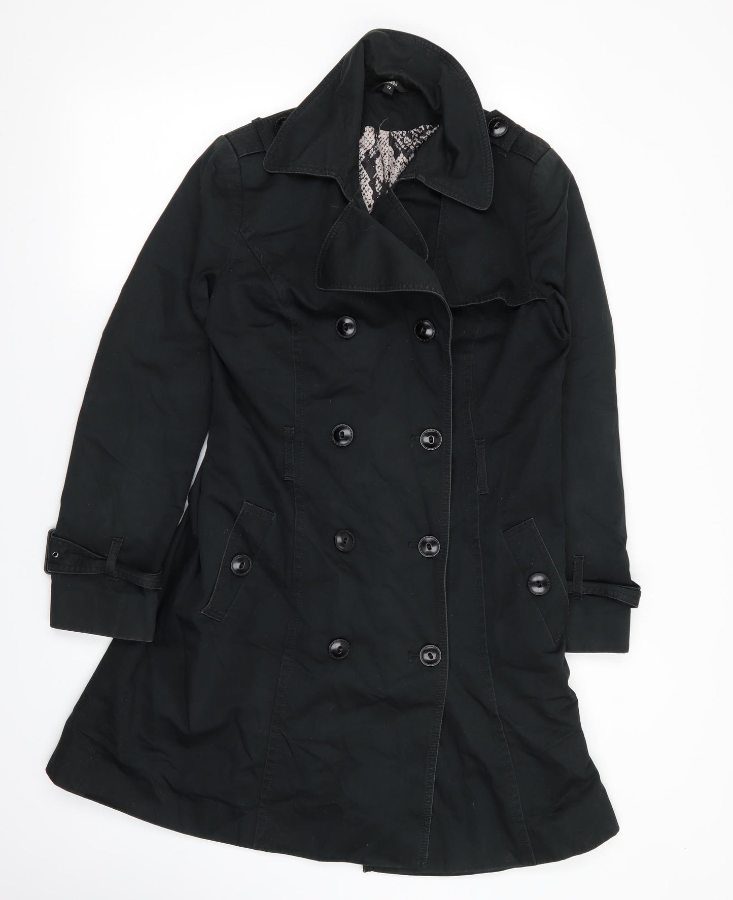M&S Womens Black   Overcoat Coat Size 12