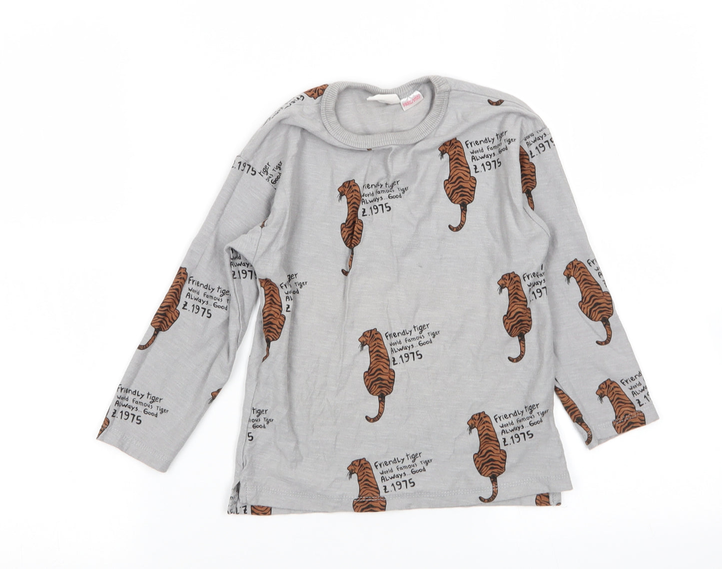 Zara Boys Grey Animal Print  Basic T-Shirt Size 4-5 Years