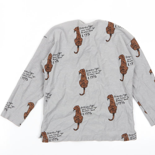 Zara Boys Grey Animal Print  Basic T-Shirt Size 4-5 Years