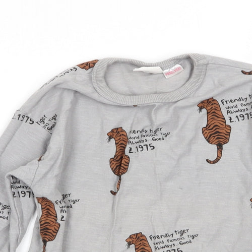 Zara Boys Grey Animal Print  Basic T-Shirt Size 4-5 Years