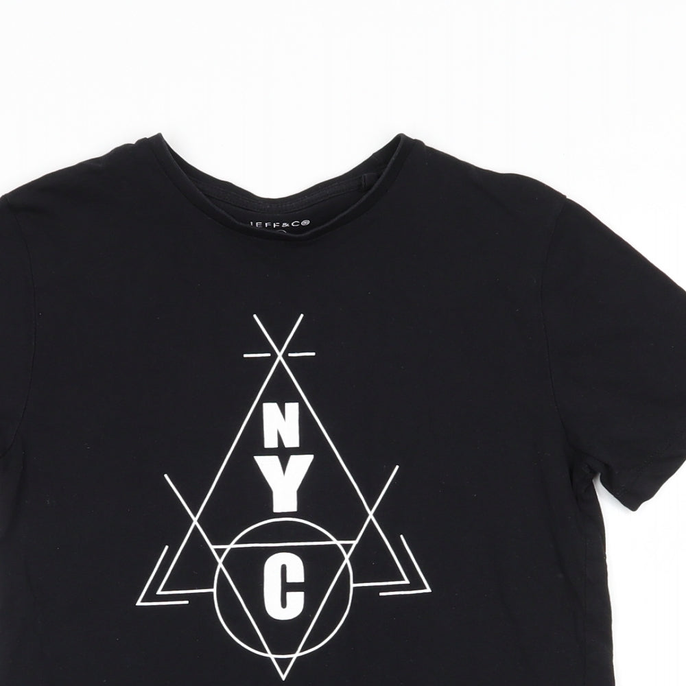jeff&co Boys Black   Basic T-Shirt Size 9-10 Years