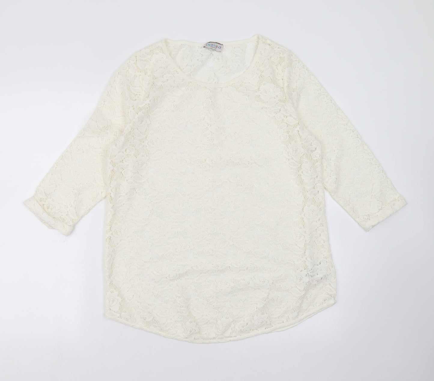 Marks and Spencer Womens Ivory Floral  Basic Blouse Size 16  - sheer lace