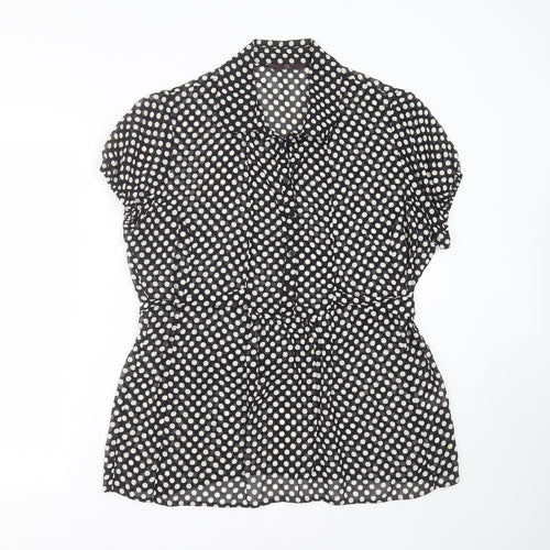 Evans Womens Black Polka Dot  Basic Blouse Size 16