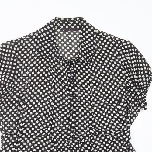 Evans Womens Black Polka Dot  Basic Blouse Size 16