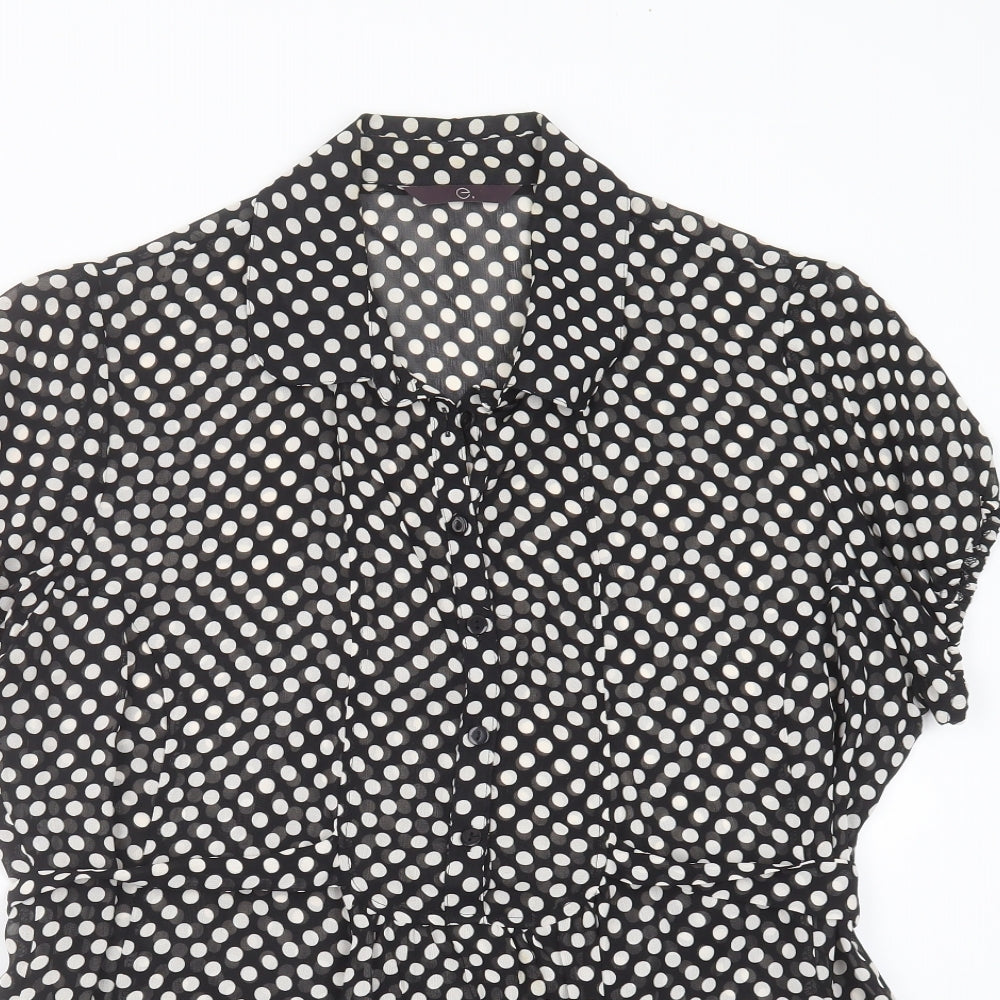 Evans Womens Black Polka Dot  Basic Blouse Size 16