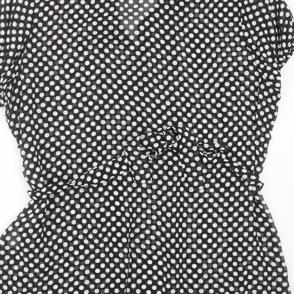 Evans Womens Black Polka Dot  Basic Blouse Size 16