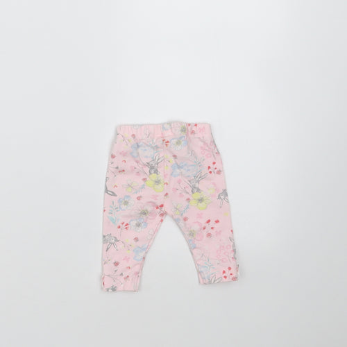 Nutmeg Girls Pink Floral   Trousers Size Newborn  - rabbits, flowers, leggings
