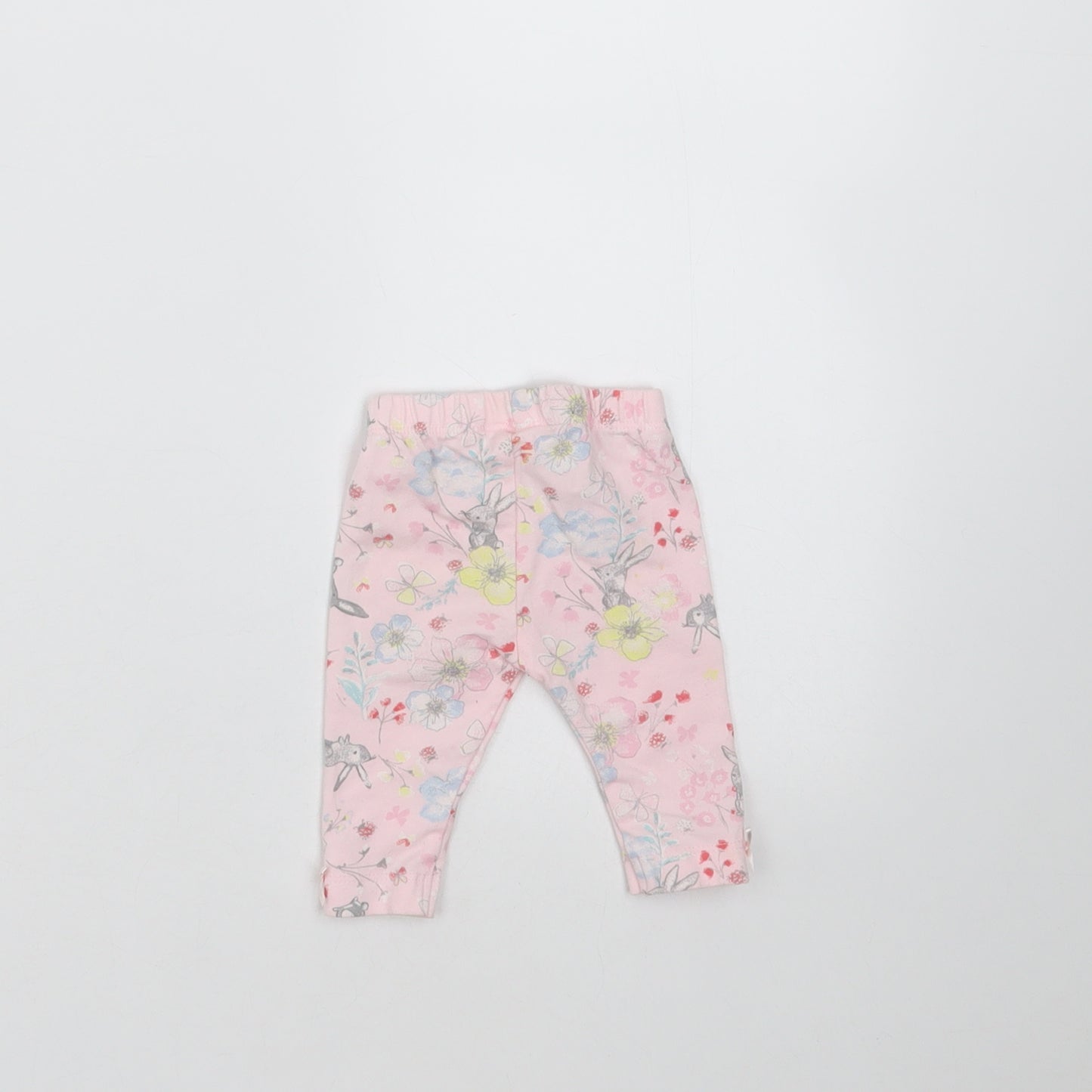 Nutmeg Girls Pink Floral   Trousers Size Newborn  - rabbits, flowers, leggings