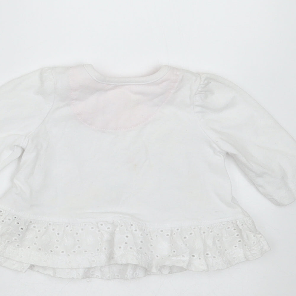 Nutmeg Girls White Floral  Basic T-Shirt Size Newborn  - flowers rabbit