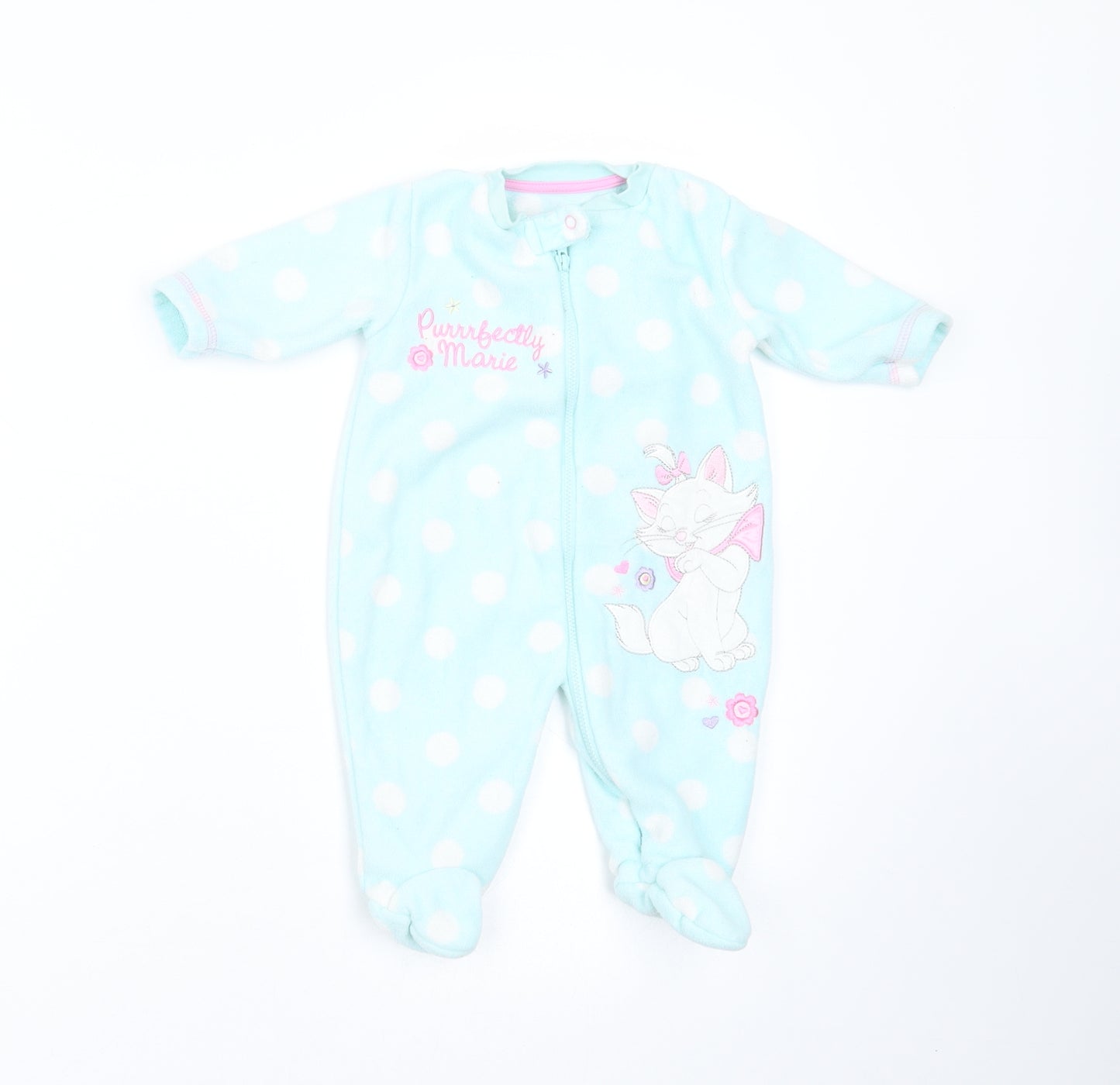 George Girls Blue Polka Dot  Babygrow One-Piece Size 0-3 Months  - Aristocats Marie