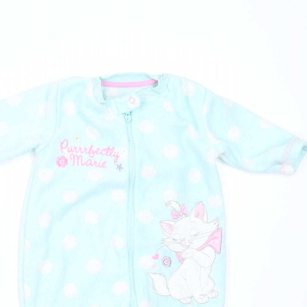 George Girls Blue Polka Dot  Babygrow One-Piece Size 0-3 Months  - Aristocats Marie