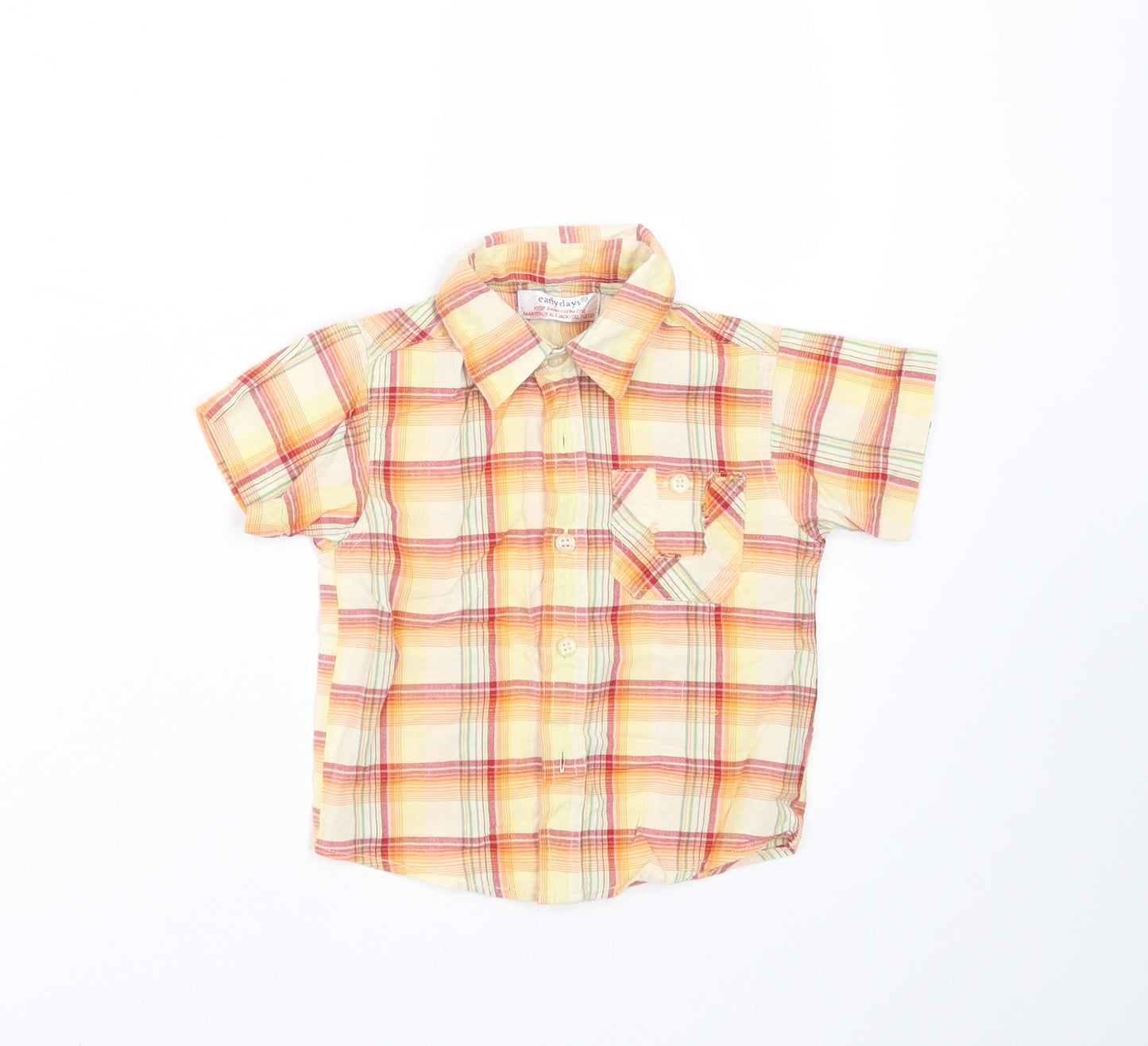 Earlydays Baby Orange Plaid  Basic Button-Up Size 12-18 Months