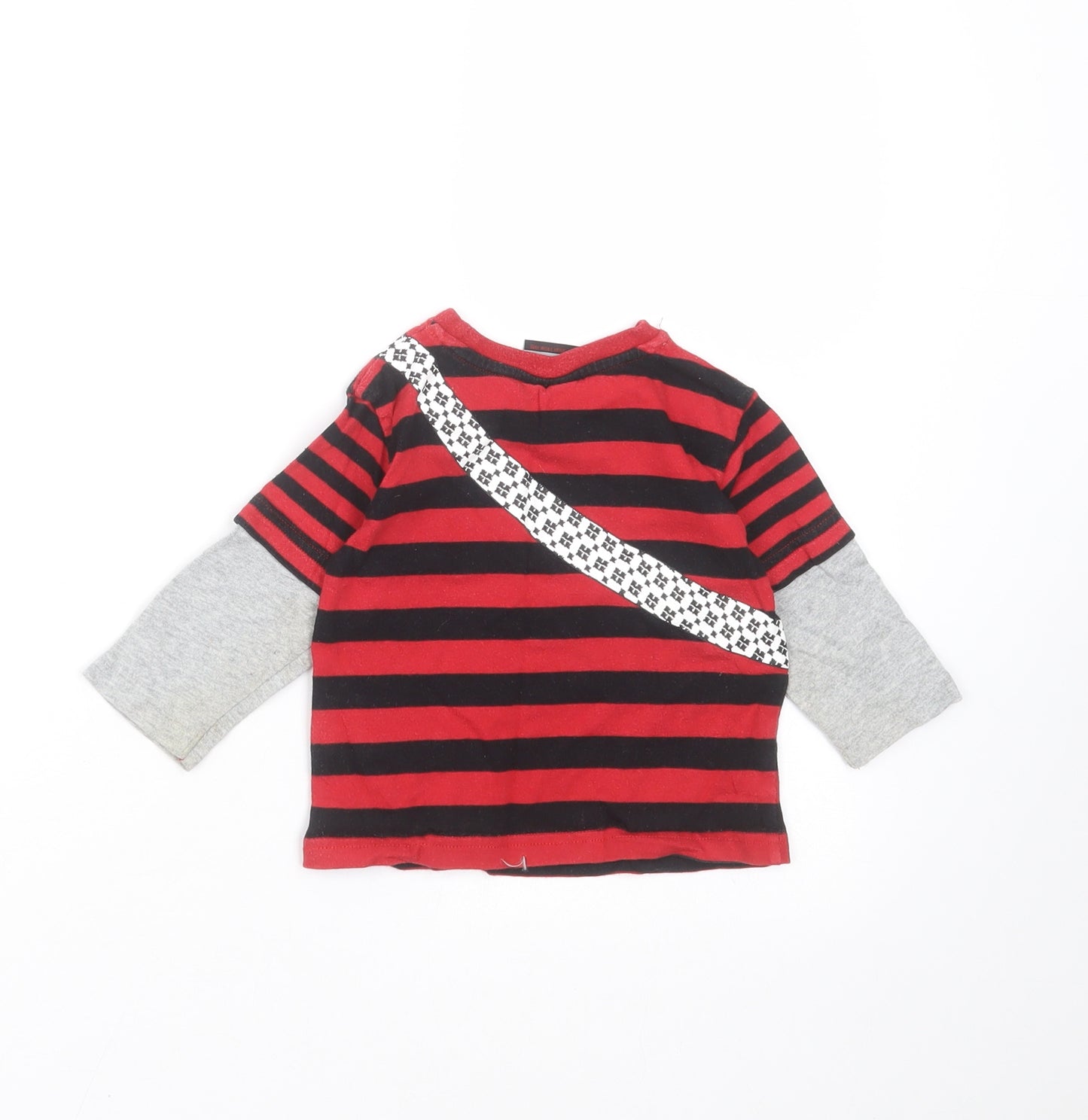 NEXT Baby Red Striped  Basic T-Shirt Size 9-12 Months  - guitar