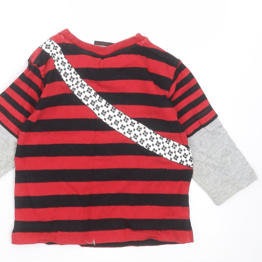 NEXT Baby Red Striped  Basic T-Shirt Size 9-12 Months  - guitar