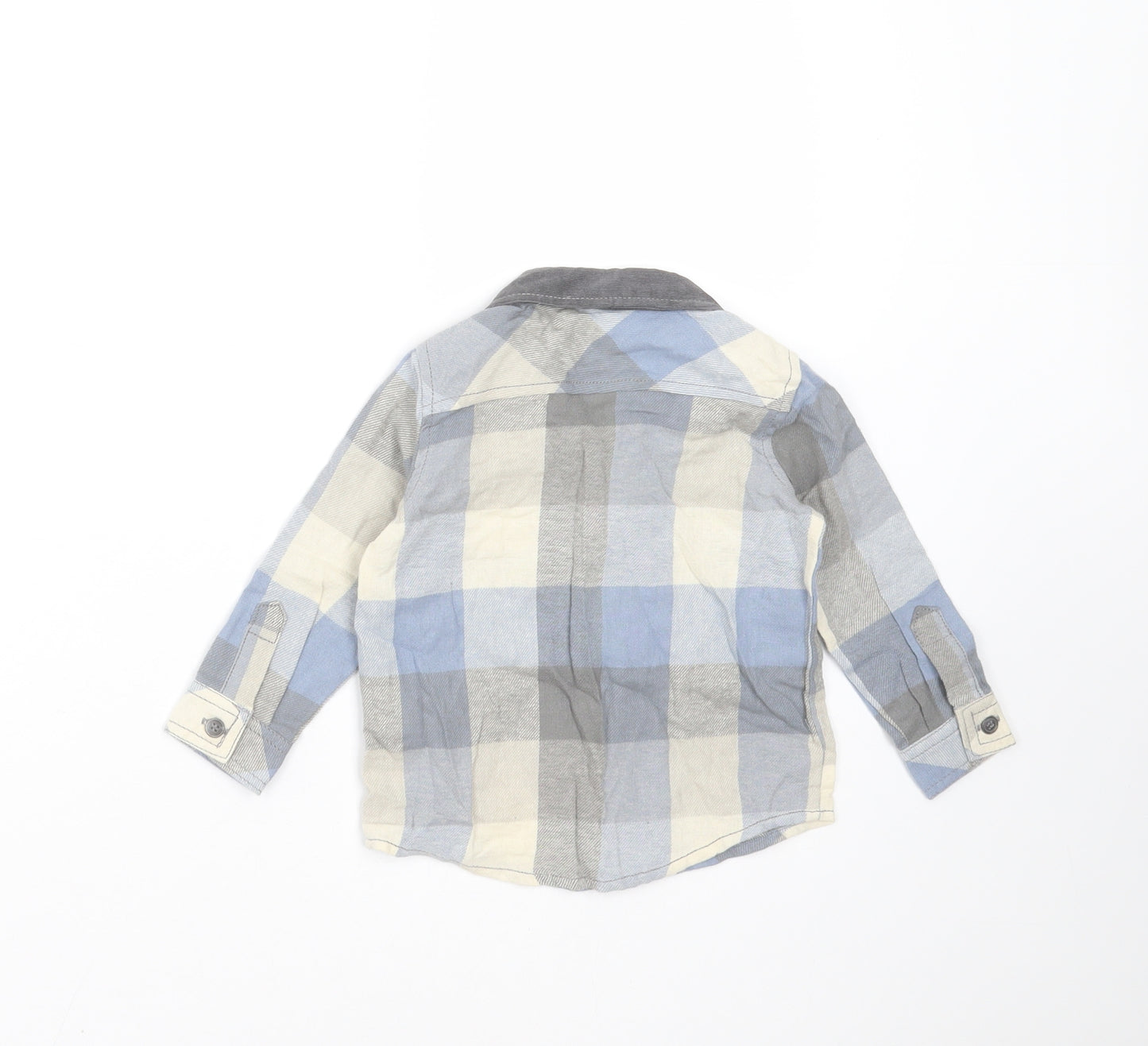 F&F Boys Blue Check  Basic Button-Up Size 9-12 Months