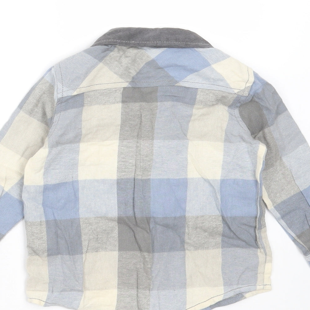 F&F Boys Blue Check  Basic Button-Up Size 9-12 Months