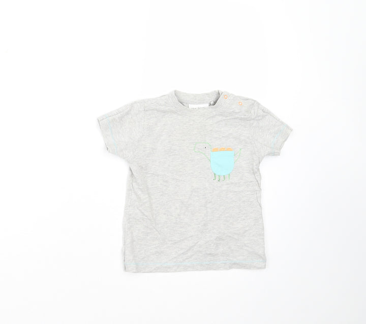 NEXT Baby Grey   Basic T-Shirt Size 9-12 Months  - dinsaur