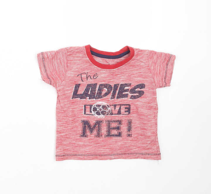 Matalan Boys Red Striped Basic T-Shirt Size 9-12 Months - the ladies love me