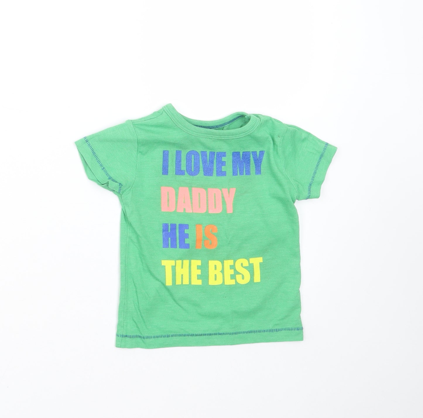 NEXT Boys Green   Basic T-Shirt Size 9-12 Months  - i love daddy