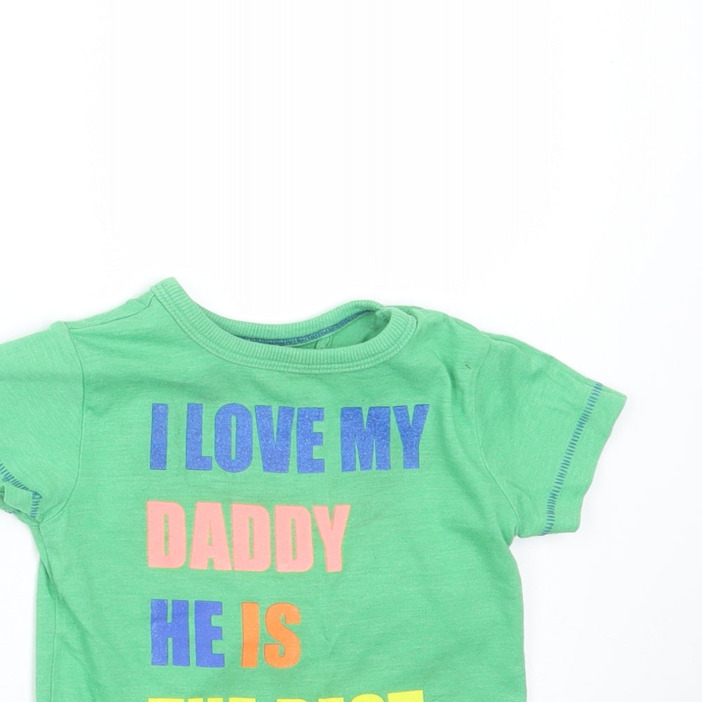 NEXT Boys Green   Basic T-Shirt Size 9-12 Months  - i love daddy