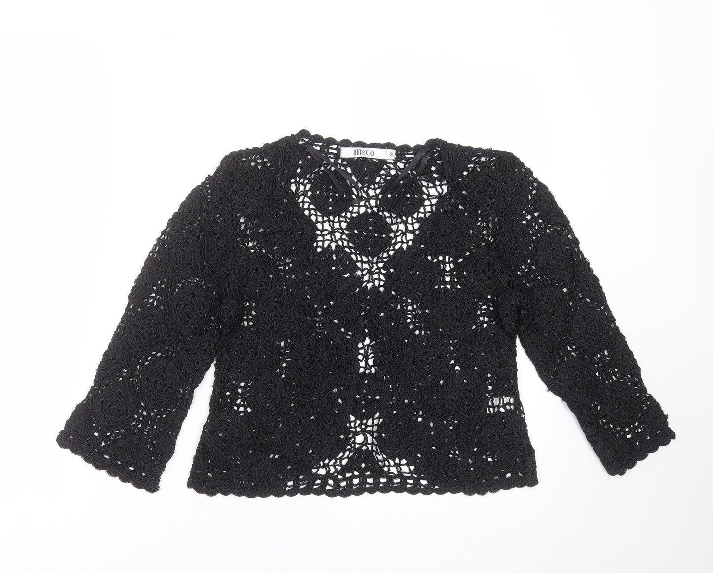 M&Co Womens Black Geometric  Shrug Jumper Size S