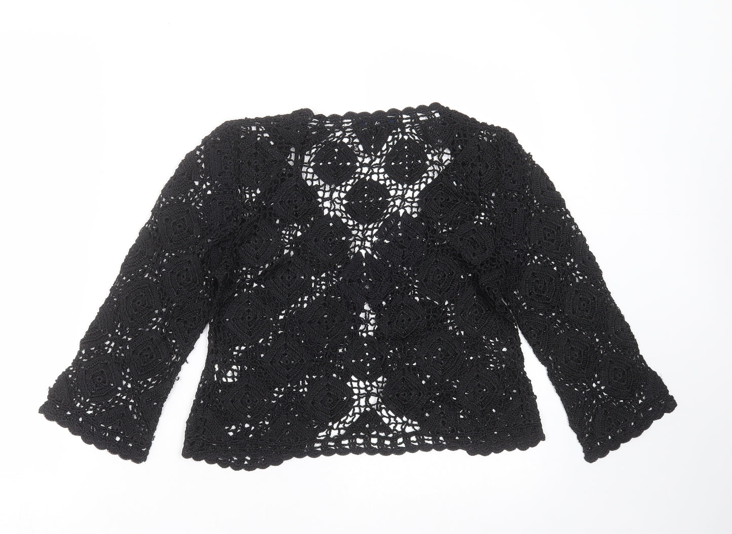 M&Co Womens Black Geometric  Shrug Jumper Size S
