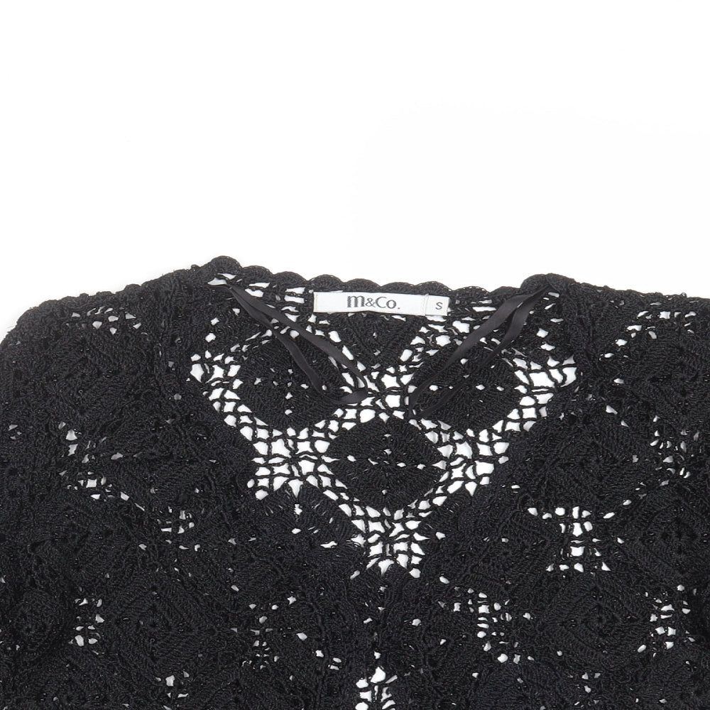 M&Co Womens Black Geometric  Shrug Jumper Size S