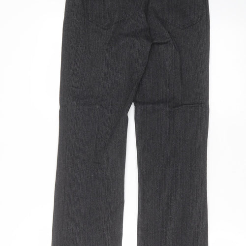 Marks and Spencer Womens Grey Striped Denim Straight Jeans Size 8 L28 in - short Leg