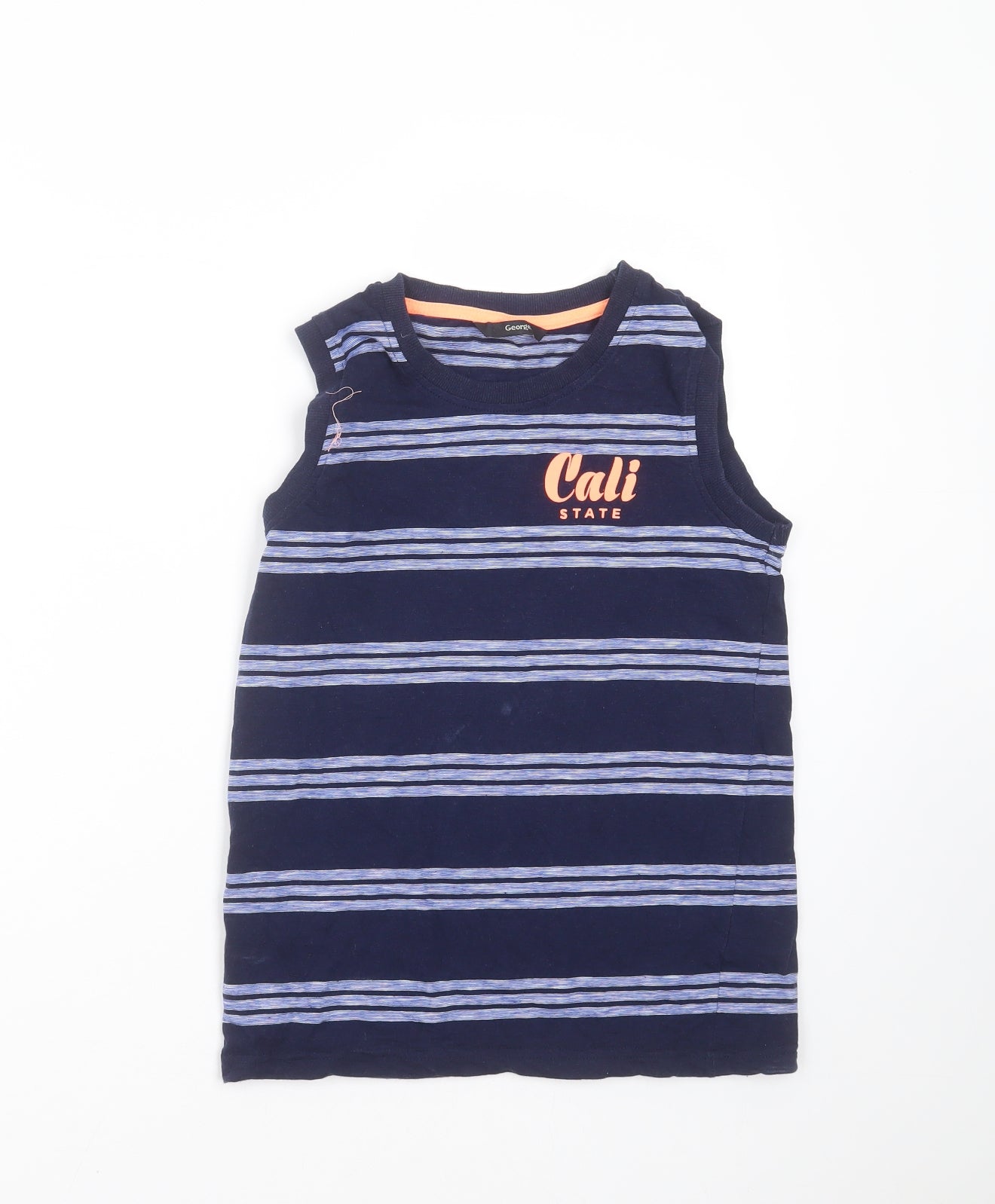 George Boys Blue Striped  Basic Tank Size 10-11 Years  - Cali State