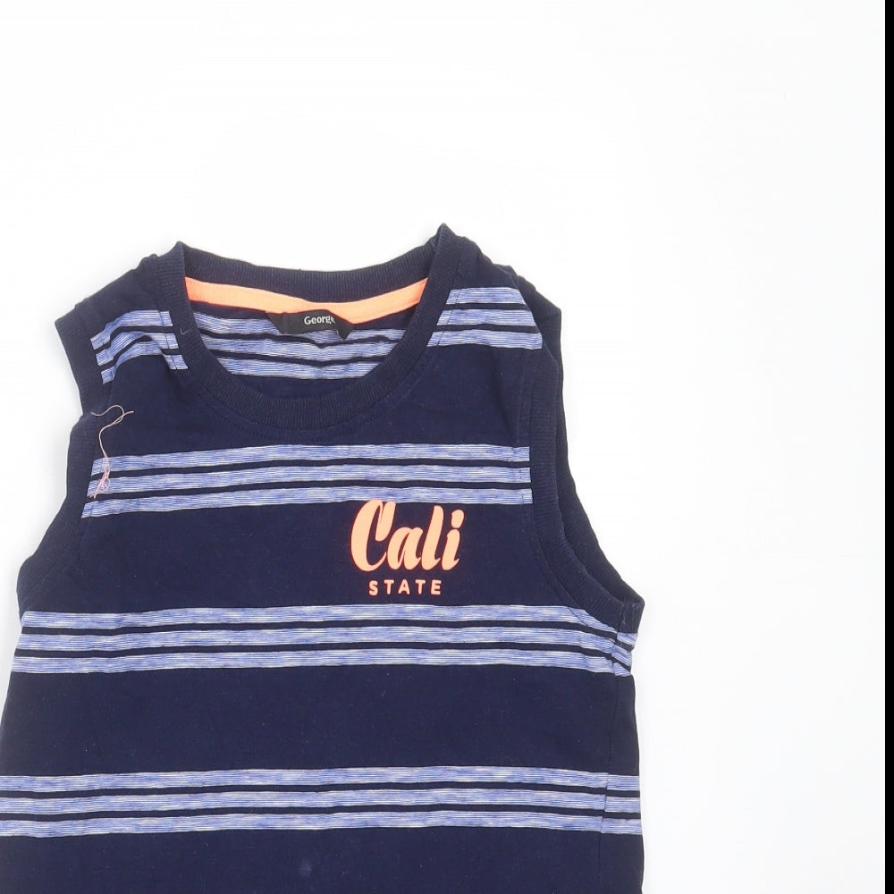George Boys Blue Striped  Basic Tank Size 10-11 Years  - Cali State