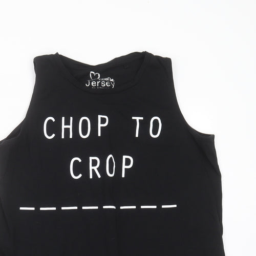 Label Be Womens Black   Basic Tank Size 18  - chop to crop
