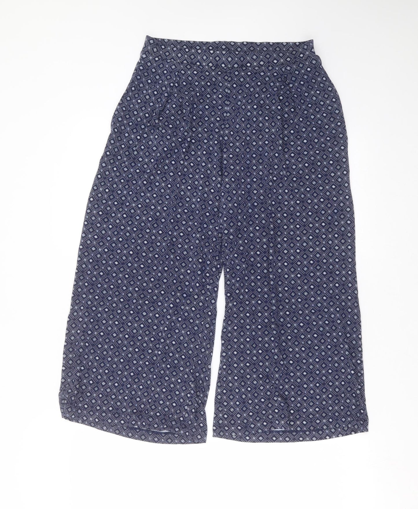 Nutmeg Womens Blue Geometric  Cropped Trousers Size 10 L23 in