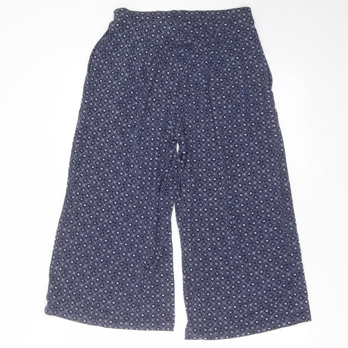 Nutmeg Womens Blue Geometric  Cropped Trousers Size 10 L23 in